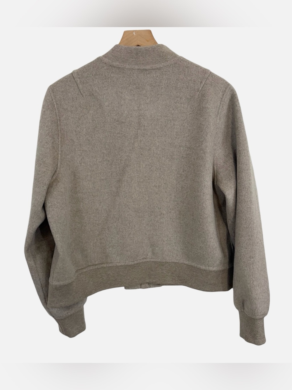 Quince Tan Oat Double Faced Merino Wool Bomber Jacket Size Large - Picture 3 of 9